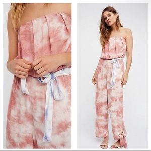 Free People Just Float Tie Dye Strapless Jumpsuit